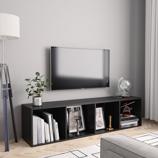 Book Cabinet/TV Cabinet Black 143x30x36 cm - Sleek and Versatile Storage Solution